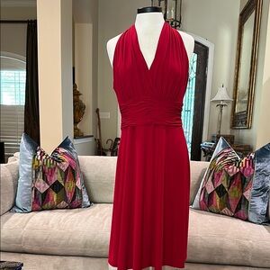 Elegant Red Halter Dress
